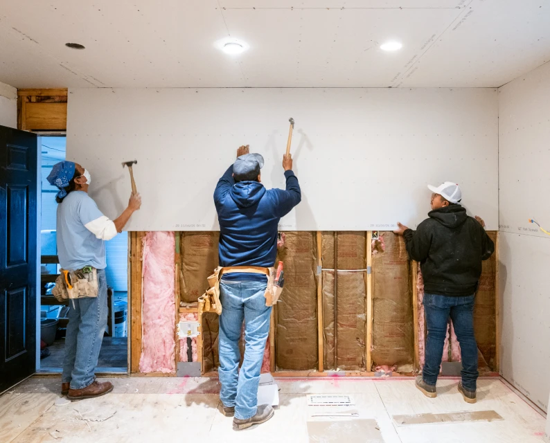 Construction team working on renovation
